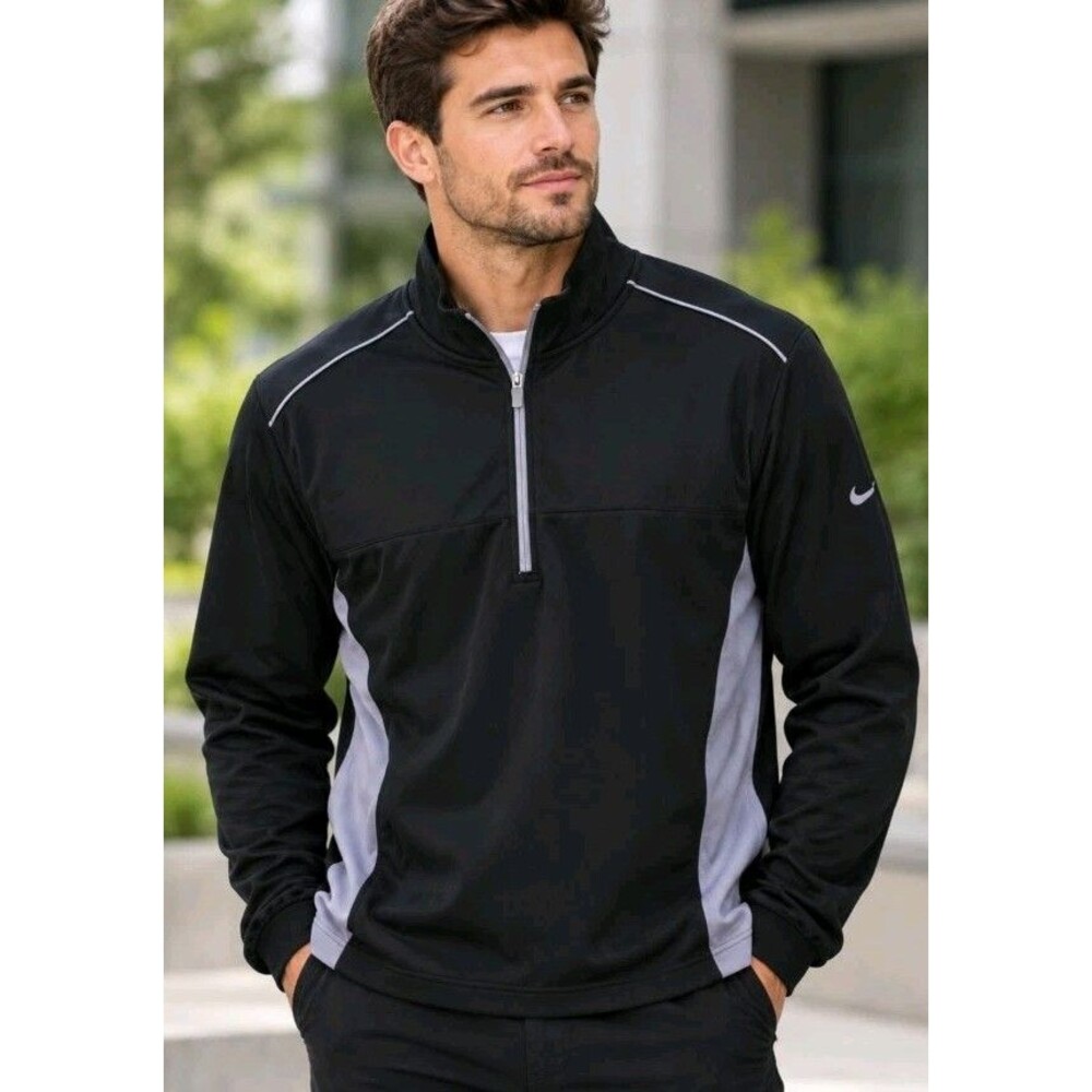 Nike Golf Quarter Zip Tour Perfomance Therma Fit Pullover Jacket Mens L Black